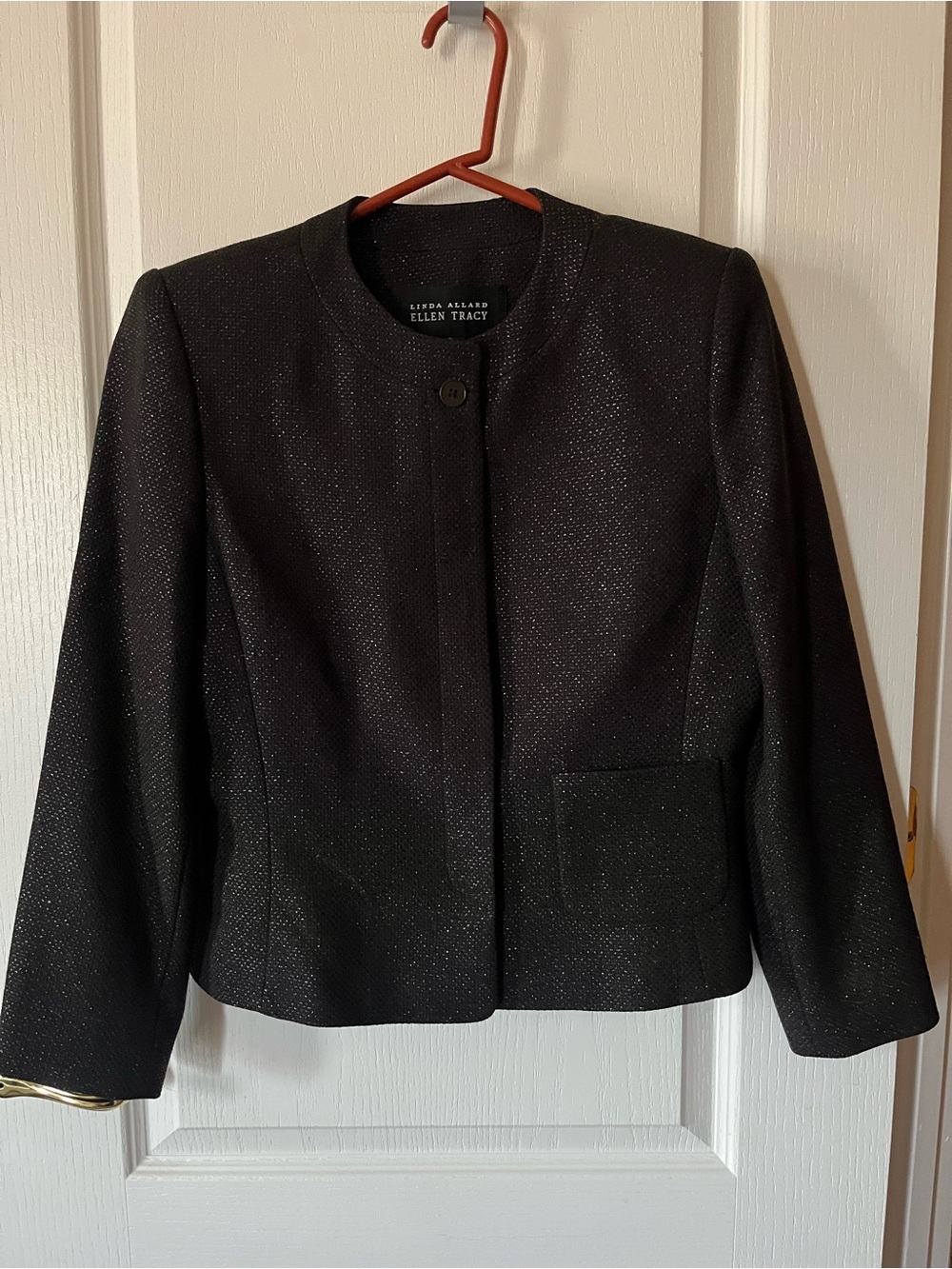 Ellen Tracy Brown/ Black Sparkle Collarless Blazer